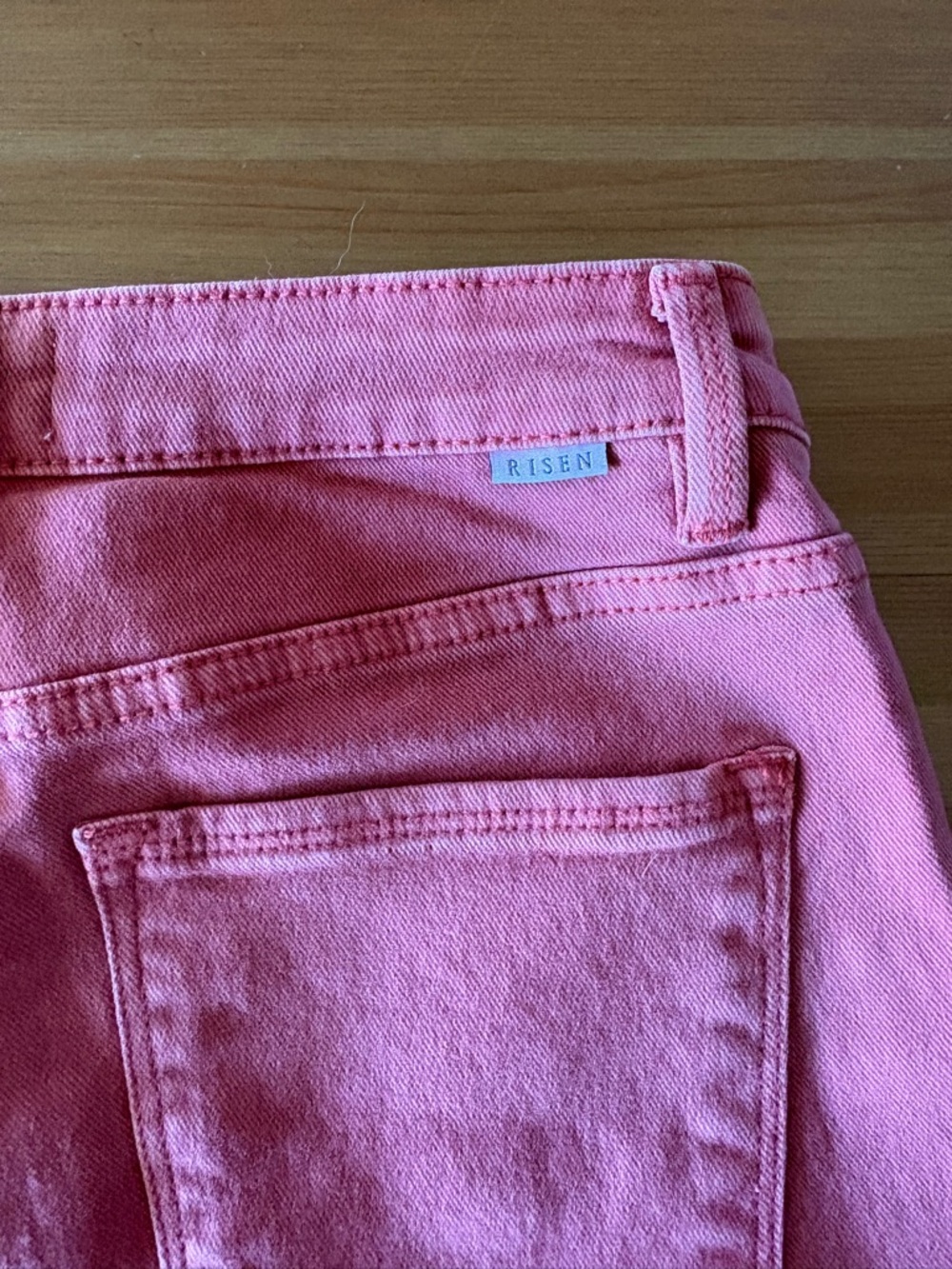 Risen Jeans High Rise Fray Wide Leg Crop Jeans Size 29 Brick - Picture 8 of 13